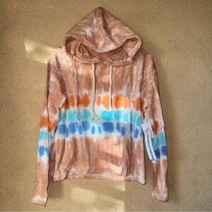 Tie-Dye Hooded Top - Brown and Blue